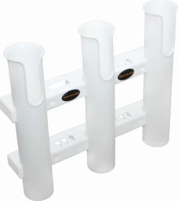 PONTTOR Angelrutenhalter Kunststoff für Angler Boot, 3fach, zur Wandmontage, weiss