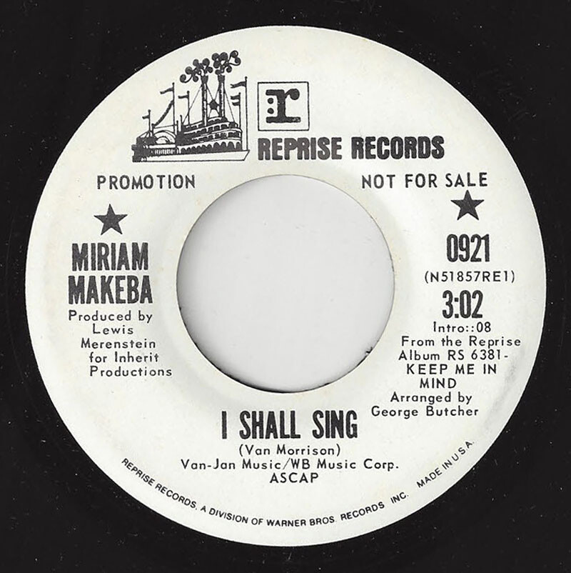 ♫MIRIAM MAKEBA I Shall Sing/Brand New Day Van Morrison comps SOUL 1970