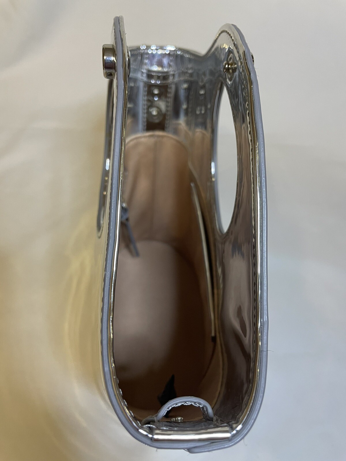 Elizabeth and James Metallic Silver Patent Leather Crossbody Tote NWT image 8