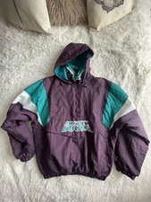 VINTAGE 90s STARTER ANAHEIM MIGHTY DUCKS 1/2 ZIPP HOODED WINTER JACKET LARGE