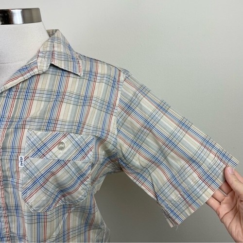 Levi Strauss Blue White Red Plaid Button Down Casual Shirt Men Large - Picture 5 of 7