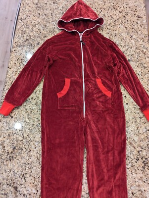 Sofa Killer Unisex Burgundy Velour One Piece with Hood size M