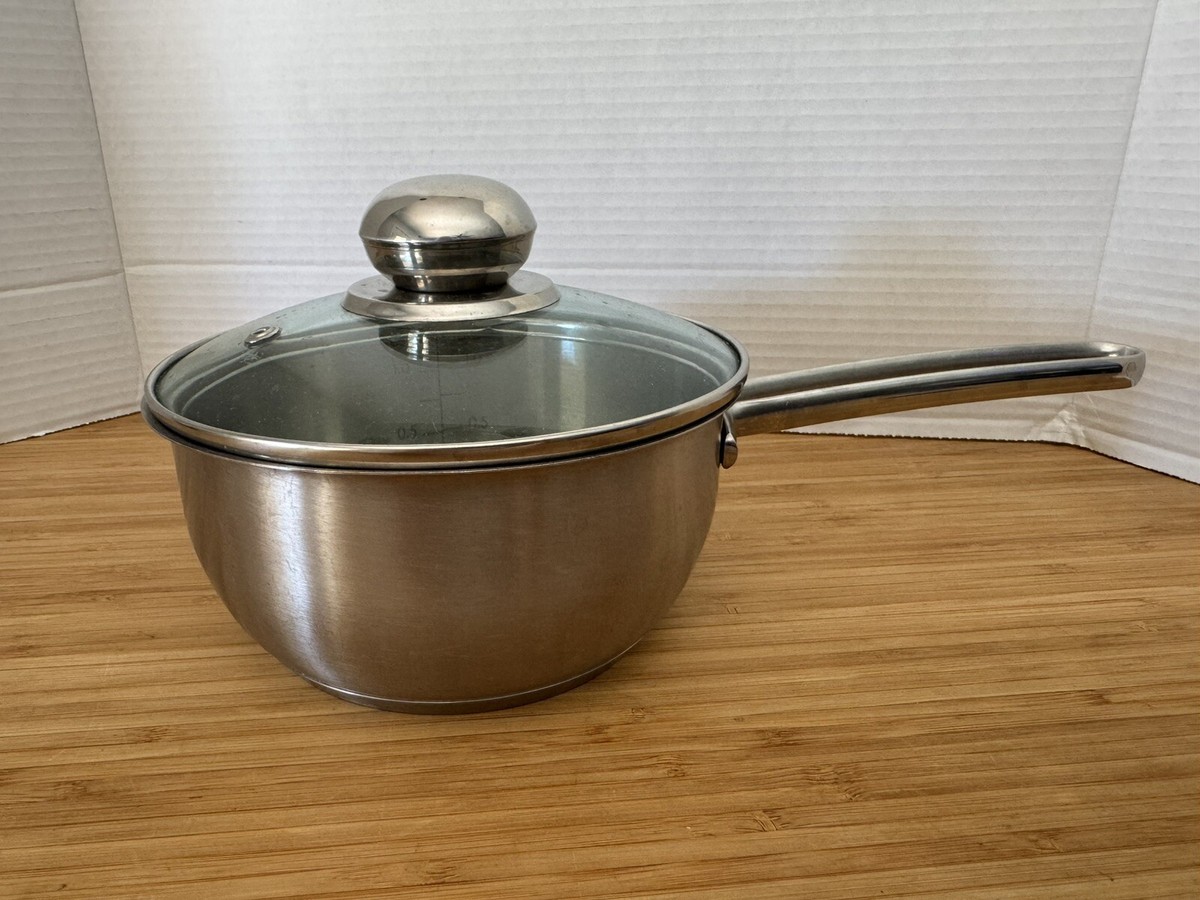 POT TYPE 1 - Chrysails STEEL 【USED】 Rohe Germany Stainless Steel 18/10 1 Qrt /Liter Pot Glass Lid w