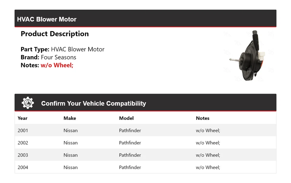 Motor soplador de climatización para Nissan Pathfinder 2001-2004 4 estaciones 2002 2003 Foto 2 de 4