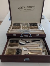 Casa Elite Home Collection Flatware Silverware 18/10 Stainless Steel Two Tone