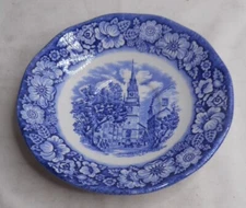 Liberty Blue Old North Church Historic Colonial Scenes Made in England 5-3/4" W