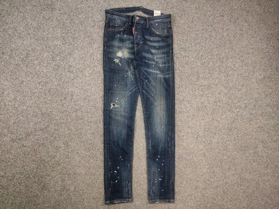 Dsquared2 skinny Fit dan jean Blue Color Wash Distressed Denim Jeans Vintage LGB