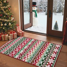 3x5 Christmas Rug, Red Small Washable Entryway Rug Non Slip, Soft Snowflake ...