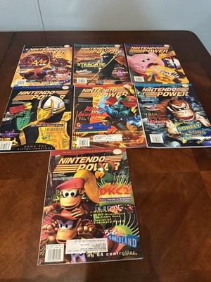 Nintendo Power Magazine Lot 7 Vintage 90s w Posters DK MK Killer Instinct