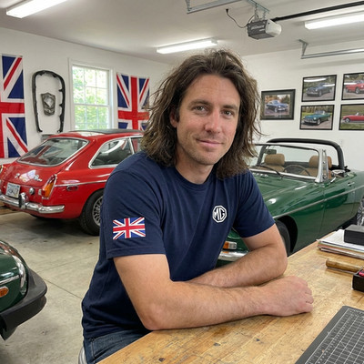 British Car Lover Tee, MG MGB GT Tshirt Heavy Cotton, Union Jack, 2 Colors