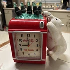 VINTAGE COCA COLA BANK / ALARM CLOCK WITH CLIMBING POLAR BEAR ( DOES NOT WORK)