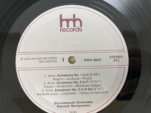 THOMAS ARNE Symphonie Nr. 1 Samuel Wesley Kenneth Montgomery Vinyl LP HNH 4041 - Bild 4 von 4