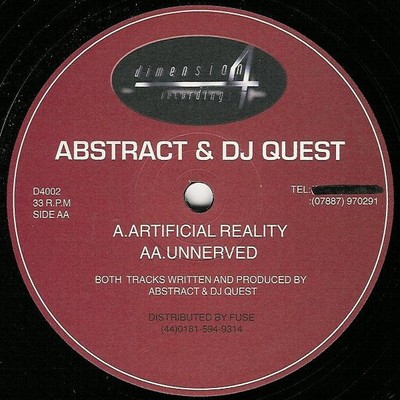 Abstract & DJ Quest - Artificial Reality / Unnerved (12'') (Very Good (VG)) - 368