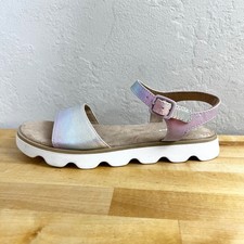 Cat Jack Girls' Iridescent Platform Sandals Adjustable Ankle Strap Size 4