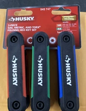 Husky Folding Hex Key Set (9-Piece SAE, 8-Piece MM, 8-Piece Torx). New/Other