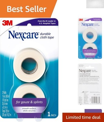 Nexcare Flexible Woven Cloth Tape - Strong Adhesive and Tearable Design, 2 Rolls