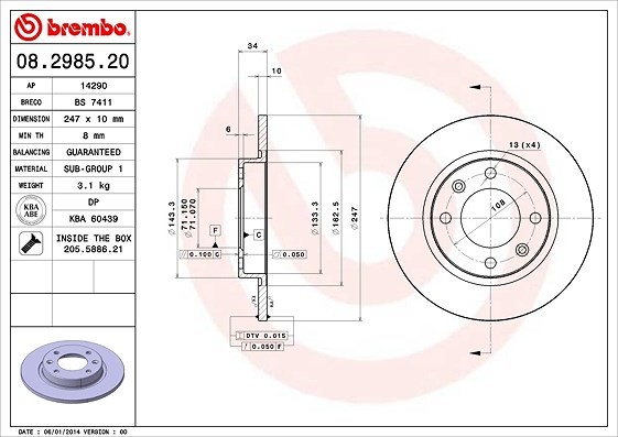 2X Brembo Bremsscheibe Hinterachse FüR Peugeot-image