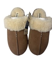 Women  s Bed Slippers with Fur by Dearfoams Memory Foam Sz 7/8 Chestnut NWT