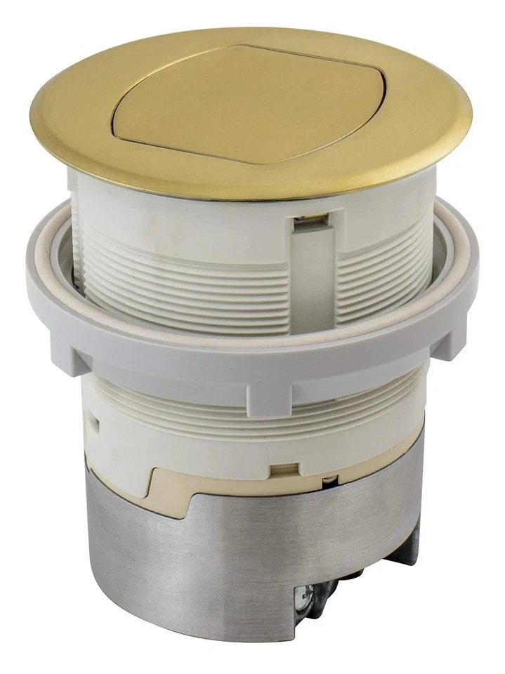 HUBBELL 15A Kitchen Counter Receptacle, Surface Mount, Pop Up, RCT200BR, BRASS - Image 2 of 4