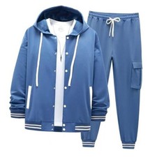 Men's Tracksuits Sweatsuits For Men Suits 2 Piece Small Hat Style-blue