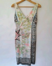 Vintage Y2K Babydoll Silk Slip Dress Sz 4 Pastel Mosaic Indie Boho Fairy Euro