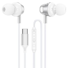 USB-C Wired Earbuds for Google Pixel 11 10 9 White Mic Remote 4ft Cord DAC