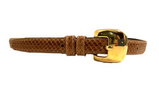 VINTAGE TAIWAN BROWN GENUINE SNAKE SKIN SKINNY BELT WOMEN'S M/L MEDIUM LARGE
