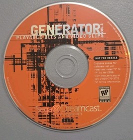 Sega Dreamcast Generator Vol. 1 Demo Disc Playable Bits & Video Clips 1999