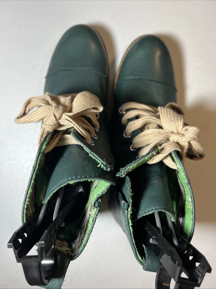 Botines Elena para mujer talla 38-7,5 cuero verde bosque con cordones hechos en Italia Foto 3 de 4