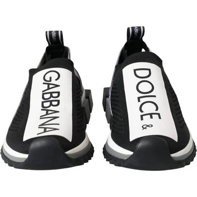 Chaussures DOLCE & GABBANA noires et blanches à enfiler Sorrente baskets... - Photo 1/4