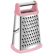 Professional Box Grater Stainless Steel 4 Sides Cheese Spice Vegetable Pink