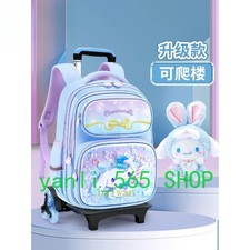 Blue Cinnamoroll Trolley Case Backpack Student Bag Climb Stair Bag 6 Wheels Gift