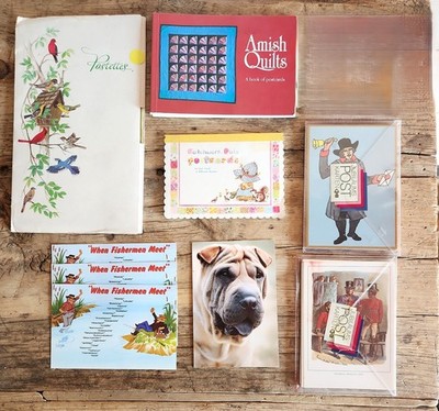 Lot Vintage Postcards Postettes Fishermen Shar Pei Jubilaums German Amish Qty 70
