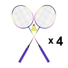 Set da Badminton: 8 Racchette, 4 Volani. Racchette Arcobaleno leggere e colorate
