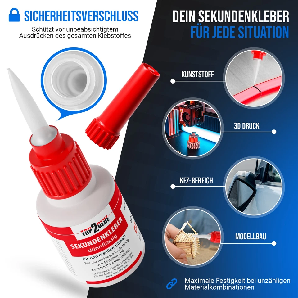 Sekundenkleber 50g Modellbau Superkleber extra stark Kunstoff Metall Cyanacrylat - Bild 2 von 4