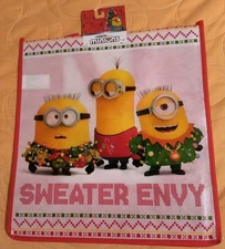 MINIONS Christmas Red 2-Sided Shopping Bag/Tote with Handle 🆕🆓 Shipping!