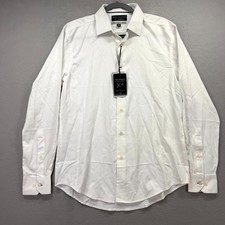 Report Collection Dress Shirt Mens M 15.5 White X4 Performance Stretch Slim Fit