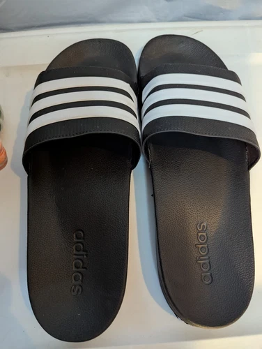 Infradito Adidas uomo bianco e nero Cloudfoam Slides taglia 13
