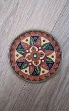 Vintage Wandteller Messing & Emaille | Boho Deko | Handarbeit