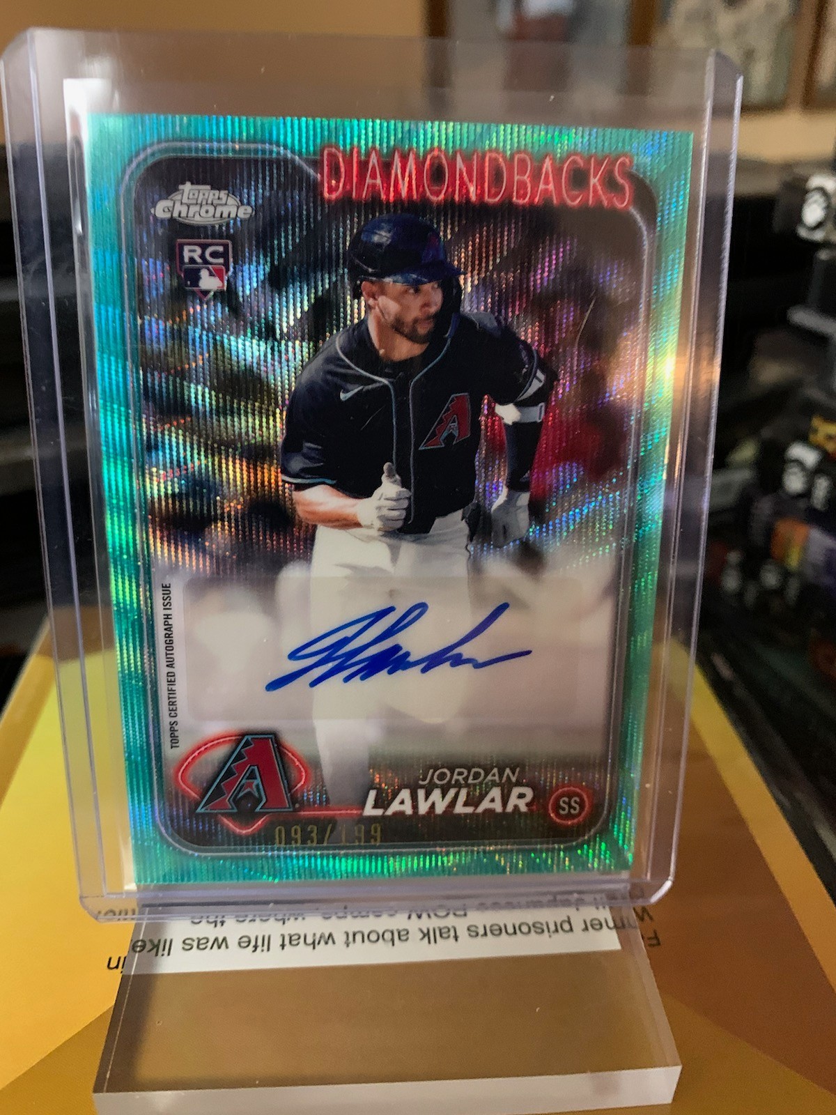 Jordan Lawlar 2024 Topps Chrome Update Aqua Wave Refractor Auto /199
