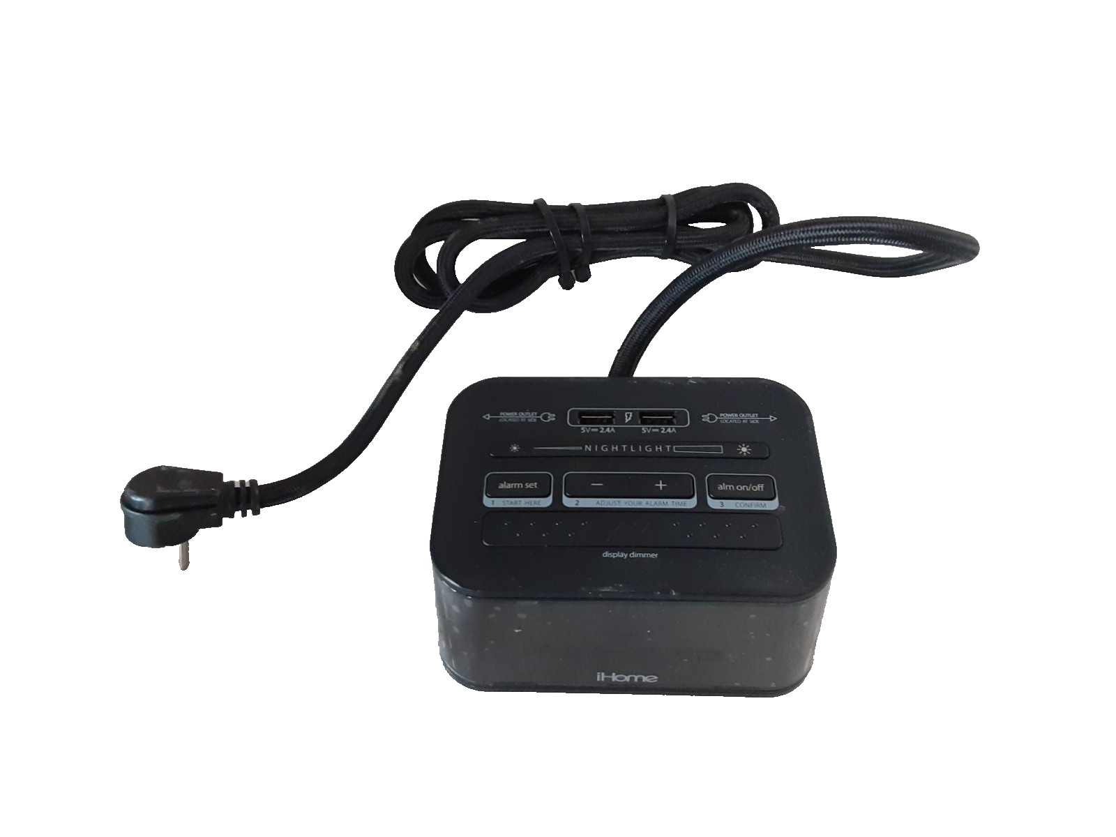 iHome HiH48 2-Port USB Digital Display Bedside Single Day Alarm Clock - TESTED