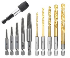 Stripped Screw Extractor Set 11 PCS Reverse Left Hand Drill Bit Hex Shank