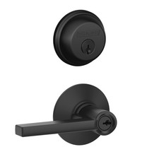 Schlage Deadbolt Door Handle Set, Latitude Lever, Matte Black F... Fast Ship