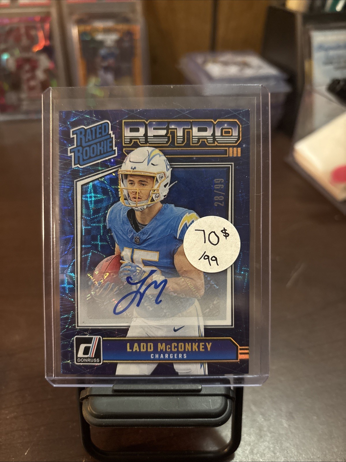 2024 Donruss Ladd McConkey Rated Rookie Retro Auto /99