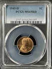 1945-D  1C RD Lincoln Wheat One Cent  PCGS MS65RD  61291197