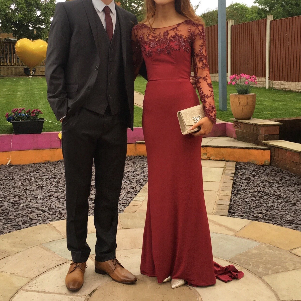 Long burgundy dress clearance formal