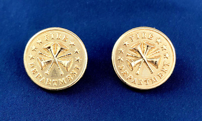 Pair of Firefighter FD Deputy Assistant Chief 4 Bugles 7/8'' Dia Uniform Buttons