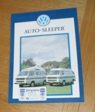 Volkswagen VW Transporter Autosleeper Motorhome Brochure 1985-1986 VX50 VHT VT20