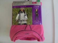 NEW Girls Med 8-10 Climate Right CUDDL DUDS Fleece Long Underwear Set Pink PJs