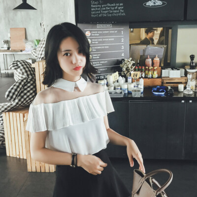 Lady Sheer Mesh Chiffon Shirts Blouse Tops Patchwork Splice Ruffle Pleated Basic